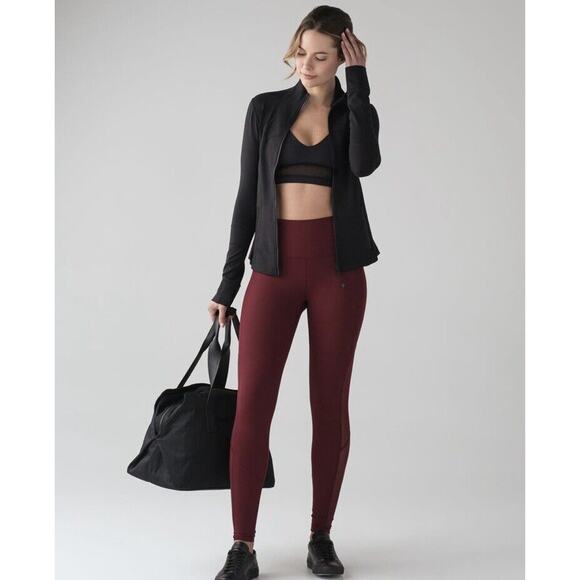 lululemon athletica Pants - Lululemon Body Con Tight Deep Rouge Size 2 W5AI8S Mesh Panel